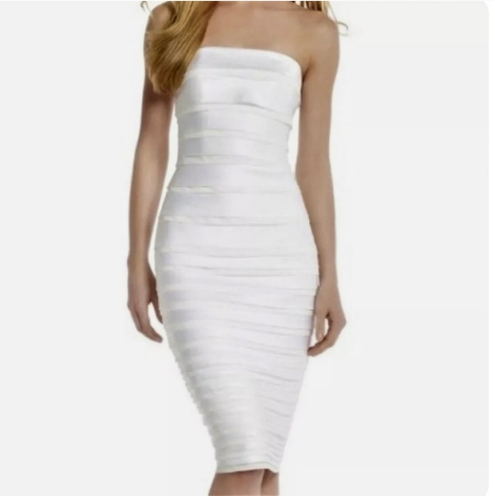 White House Black Market NWT Womens White Ruffle Dress‎ Size 0 Formal Party